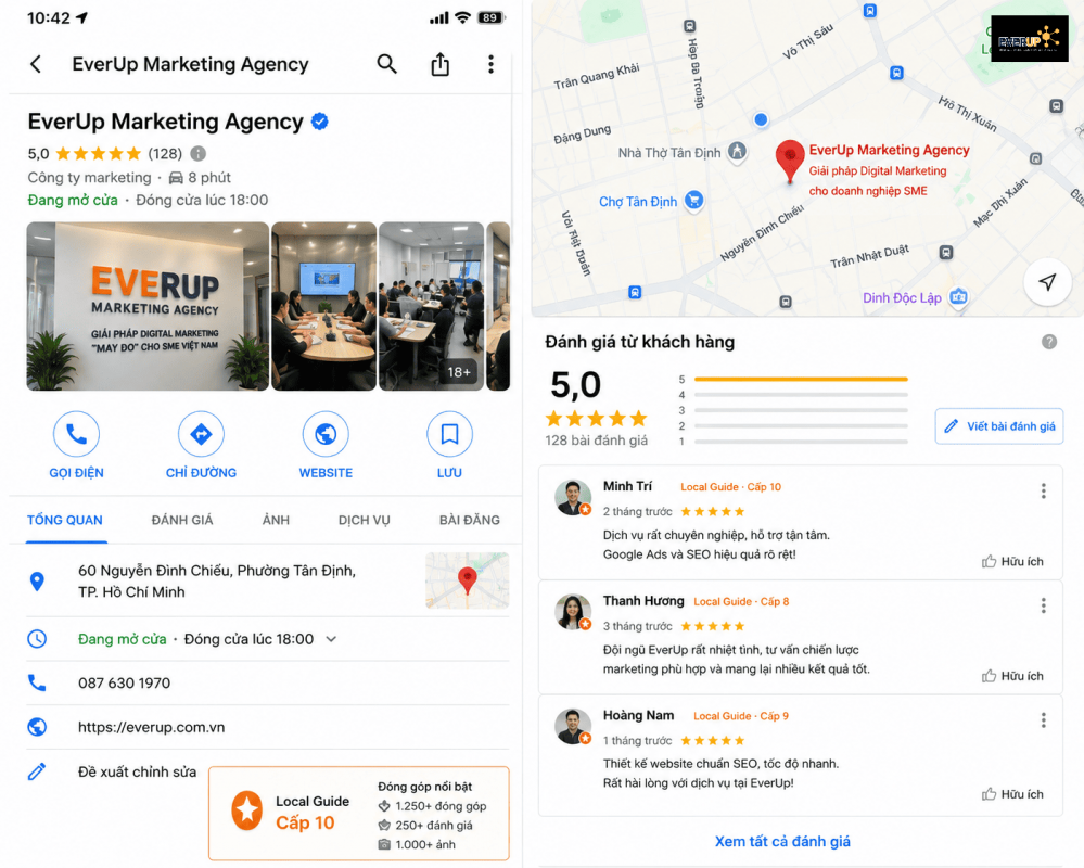 Đánh giá 5 sao từ tài khoản Local Guide uy tín giúp tăng tỷ lệ chuyển đổi cho Google Maps cửa hàng