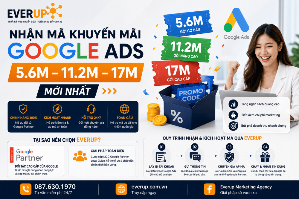 Các loại mã khuyến mãi Google Ads Việt Nam