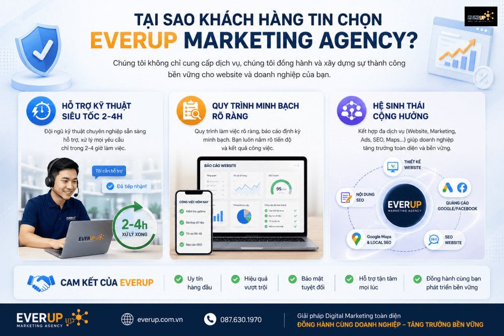 Dịch Vụ Chăm Sóc Website 600k/Tháng Tại Everup Bao Gồm Những Gì?